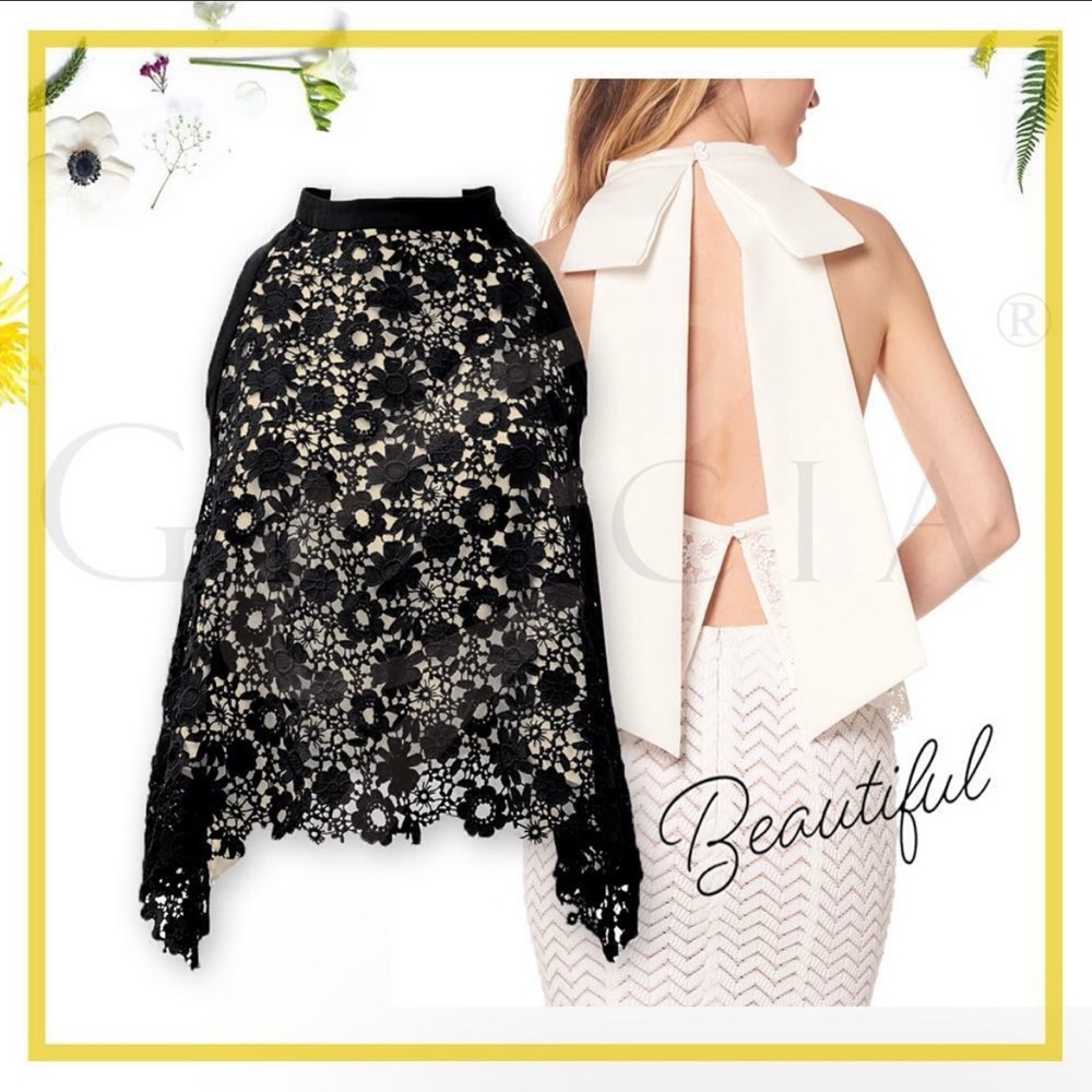 Gracia Black Lace Floral Halter Top